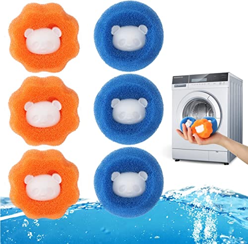 DERDOUT Pet Hair Remover for Laundry, Laundry Pet Hair Catcher, Washing Machine Hair Catcher, Washing Balls Dryer Balls for Clothing Dog Cat Pet Fur Remover 6 Pcs