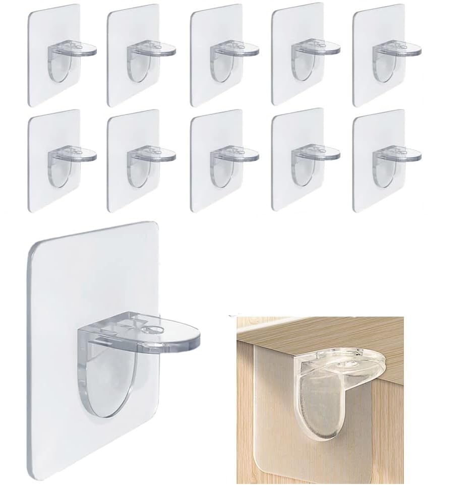 YTM Shelf Support Brackets Self-Adhesive Shelf Support Pegs Shelf Support Racks Sticky Hooks for Furniture Cabinet (Pack of 10) (B0D3QHQ918) Amazon Price History, Amazon Price Tracker
