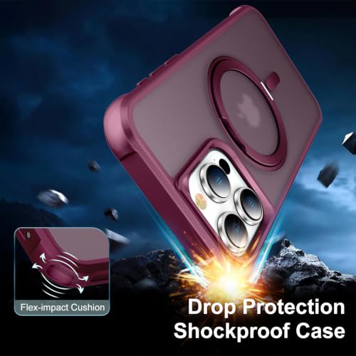U UMIONE for iPhone 14 Pro Max Case with 360° Rotatable Stand, Wine Red by U UMIONE - Used condition - Image 4