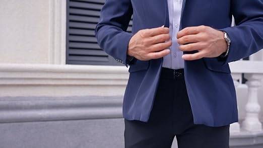 Mens Casual Suit Blazer Jackets Stand Mandarin Collar Lightweight