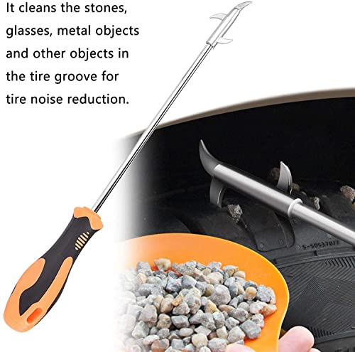 Image of 2 in 1 Car Tire Stone Cleaning Hook, Tire Groove Stones Removing Tool, Tyre Stone Picker for Motor Bike Truck Car, Tire Protector Repair Tools, Tyre Stone Remover Tool with Solid Rubber Handle
