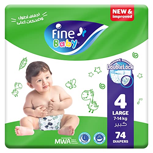 Fine Baby Diapers Size 4 Large 7-14 kg 74 Diaper