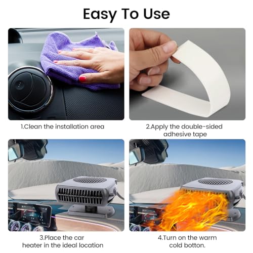 Image of Car Heater,12V 200W Portable Fast Heating Defroster Automobile Windshield Fast Heaters Car Heater That Plugs into Cigarette Lighter for Car, SUV, Trucks (Black)