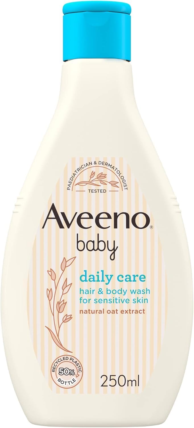 Aveeno BabyDaily Care Hair and Body Wash (1 x 250 ml), Tear-Free Baby Wash with Gentle Fragrance with Collodial Oatmeal, Gently Cleanses and Leaves Skin Feeling Moisturised, For Sensitive Skin