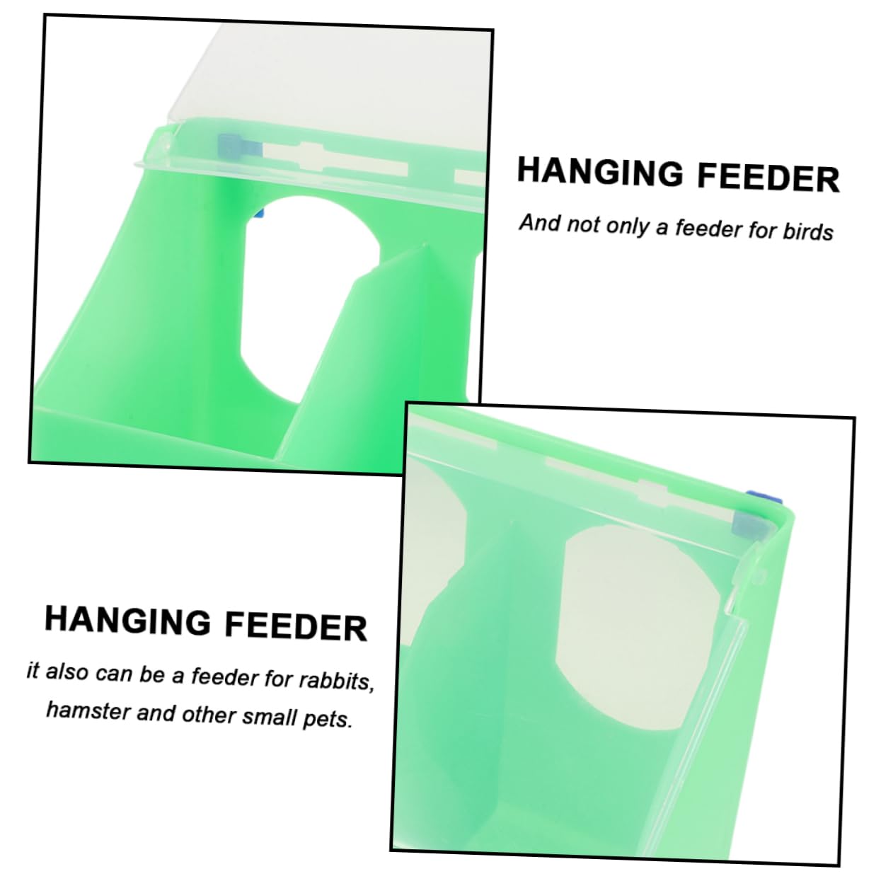 Mangiatoia per Uccelli a Due Fori, 3 Pezzi, Plastico Verde