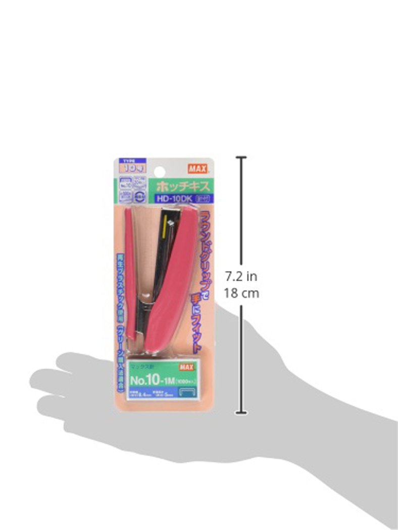 Zszywacz Max HD-10DK, 20-częściowy blister, zawiera nr 10 igieł, różowy