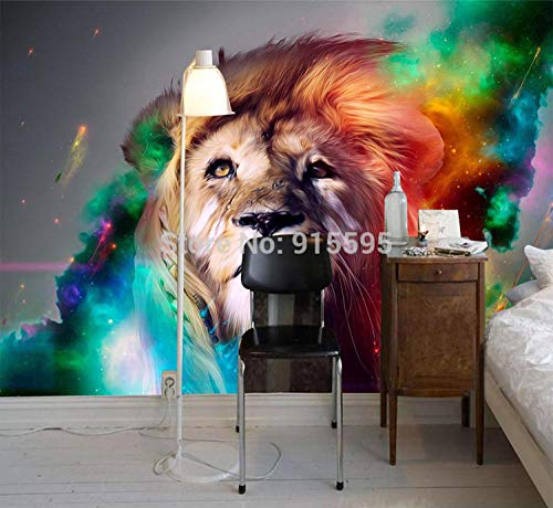 Fresque murale moderne lion multicolore pour habiller un grand mur - 6