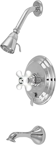 Elements of Design EB36310PX New Orleans Grifo de bañera y ducha de un solo mango, escudo de 7-12 pulgadas de diámetro, cromo pulido