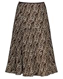 Quatrefox Women's Chiffon Flowy Boho Maxi Skirts, Elastic High Waist Pleated Flared Long Beach Skirt with Lining (Coffee, XS)