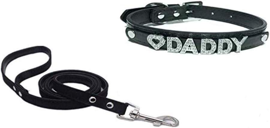 Yes Daddy Collar And Leash Set Daddy Dom DDLG/ABDL Color Black choker leash and collar, 15 x 15 x 2