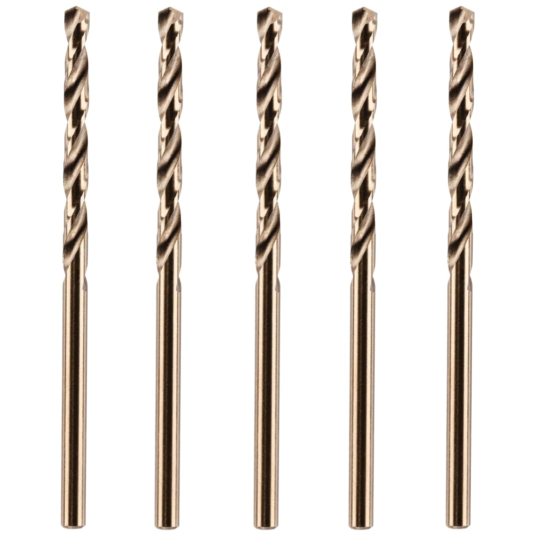Pack Of 5 x 2.5mm HSS Gold Cobalt Jobber Drill Bits For Drilling Stainless Steel And Hard Steels/Metals โ image 1