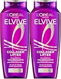 L'Oréal Paris – Volumen-Shampoo – feines & flaches Haar – 2 x mehr Volumen 72 Stunden – angereichert mit Kollagenpeptiden – ohne Silikone – Elseve Collagen Lifter – 2 x 250 ml