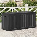 NBYSGO Outdoor Storage Box, Resin Deck Boxes Indoor and outdoor, Waterproof Storage Box Lockable Lid (Black, 80 Gallon)
