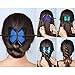 Jutom 6 Pcs Colorful Hair Barrettes with Butterfly Faux Leather Clips, Wood Stick, for Women and Girls, Hair Accessories