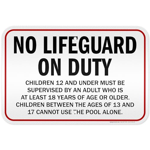 No Lifeguard On Duty Children Between The Ages Of 13 And 17 Cannot Use The Pool Sign, 12x18 Inches, 3M EGP Reflective .063 Aluminum, Fade Resistant, Made in USA by My Sign Center
