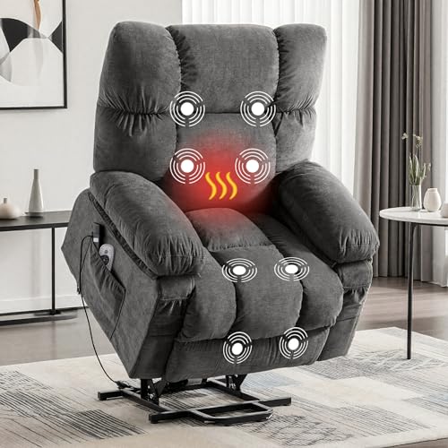 Power Lift Recliner Chair with Vibration Massage & Lumbar Heating for Elderly, Electric Lift Chair with USB Charging Port & Side Pocket, Comfortable Recliner for Living Room