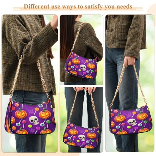 Shoulder Bags for Women Halloween Elements Tote HandBag Shoulder Bags purse with Chain Zipper Closure3
