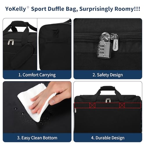 Image of Gym Bag 20 inch Sport Duffle Bag for Men, Black | 40L, Weekender, Travel