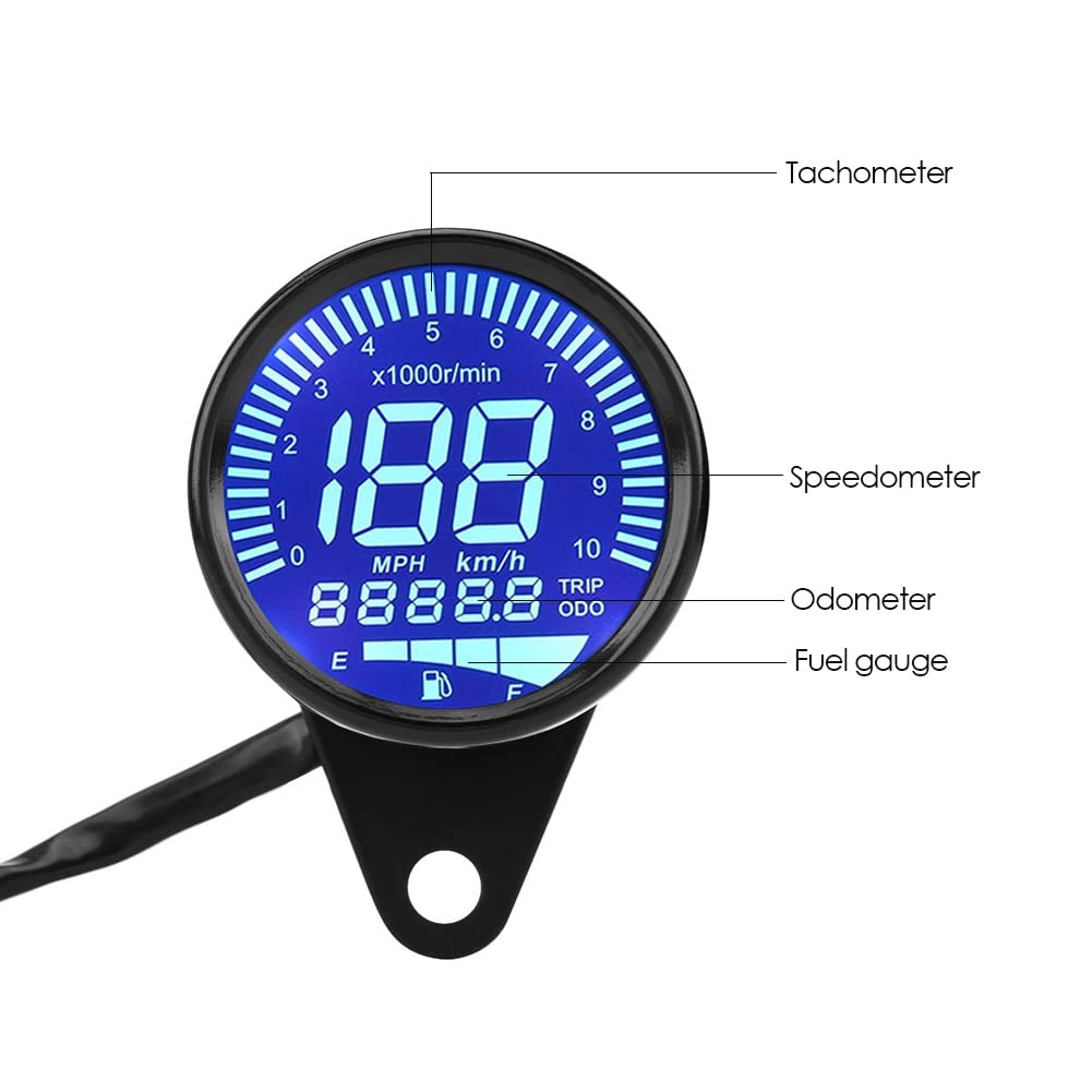 Universal Tacómetro Digital LED, Velocímetro, Indicar la Nivel de Combustible para 12V Motos