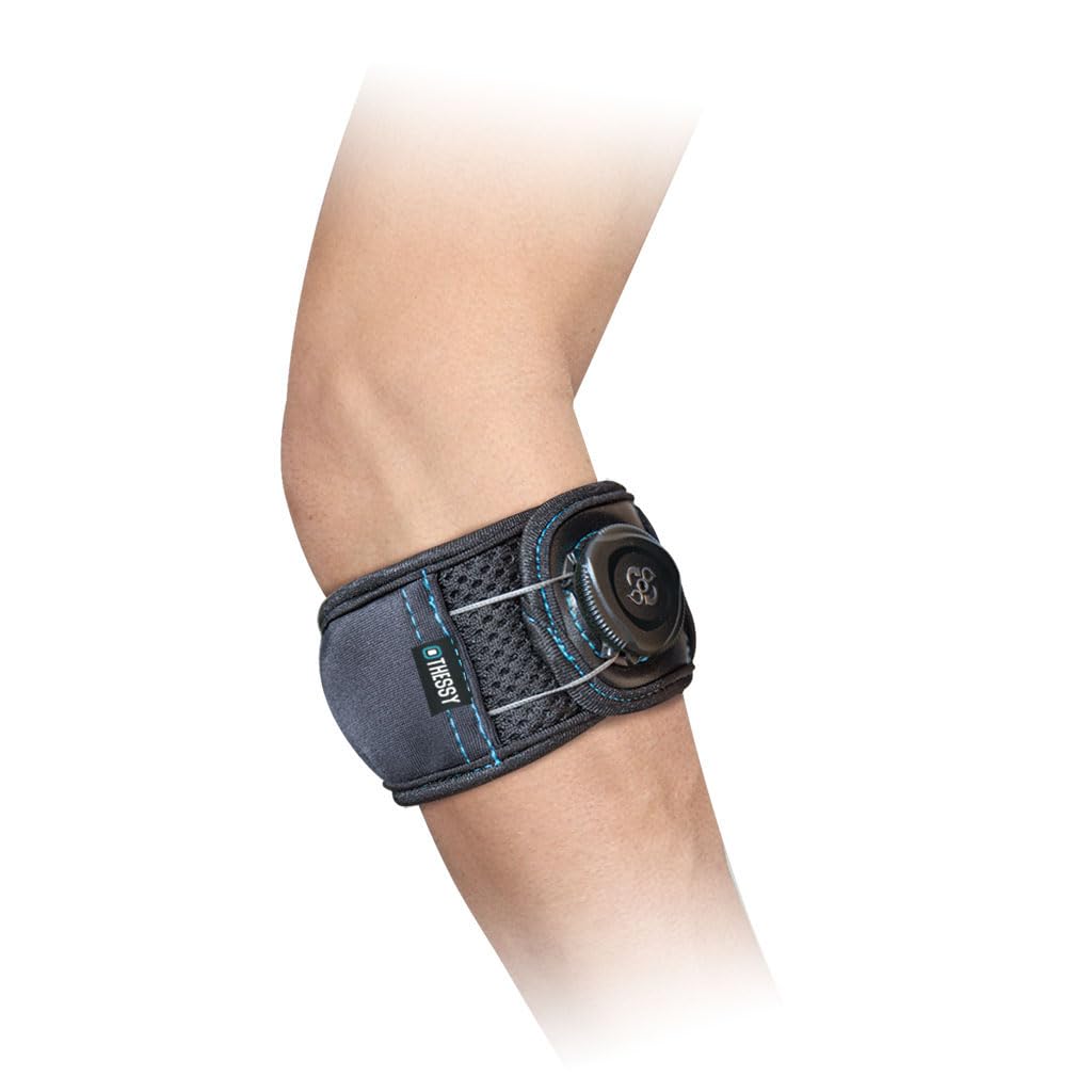 Q-Fit Elbow Strap with Compression Pad | Adjustable Forearm Support for Tennis Elbow, Golfer’s Elbow & Tendonitis | Q-Fit Dial System for Targeted Pain Relief & Muscle Stabilization | Large