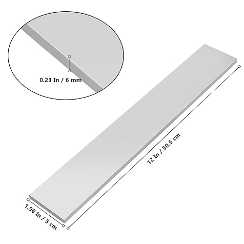 Miniatura 2 de Paquete de 6 barras planas cuadradas de aluminio de 14 x 2 pulgadas, placa plana de aluminio de 12 pulgadas de largo, barra de aluminio 6061, plata