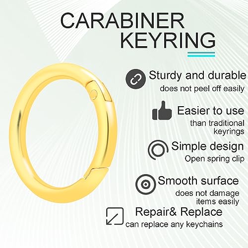 Image of 10 Pack 1-1 /4 inch Trigger Spring O Rings, Metal Round Carabiner Clip Snap Hook, Spring Keyring Buckles for Replacement Purse Strap, Paracord Lanyard Clips, Keychain Rings Hardware DIY Crafts Making