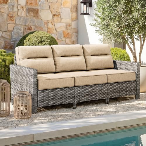 NUSBAY Luxury Outdoor Furniture, 6-Inch Thick Cushion Patio Sofa, Oversized