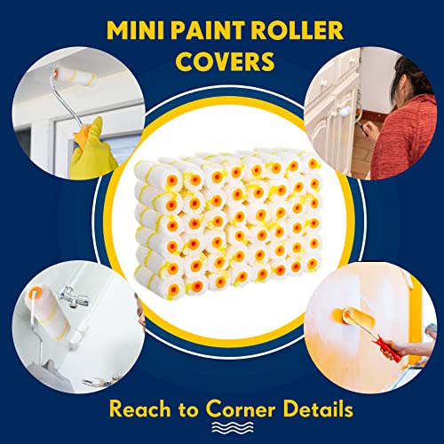 400 Pieces 4 Inch Mini Paint Roller Bulk Small Microfiber Roller Cover 1/2" Nap For Paint Roller Brush For House Painting Supplies, Diy Craft Home Wall Repair Tool Kit Set #TOP3