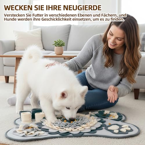 Schnüffelteppich Hund, Interaktive Suchspiel Futtermatte, Langsamfü, Hundes bereichern, Anti Rutsch Waschbare Schnüffelmatte – Für Welpen und Mittelgroße Hunde(64 x 40cm)