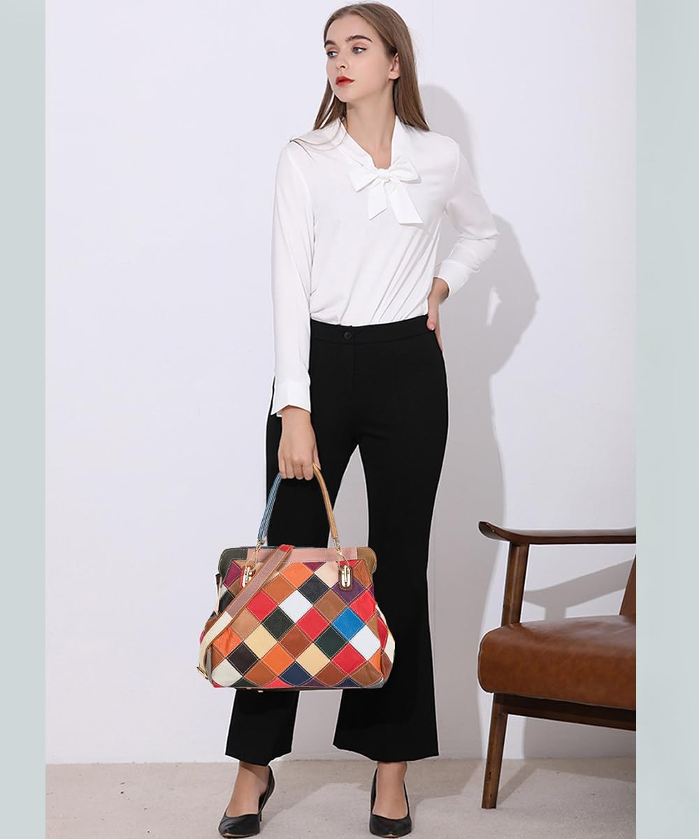 Bolso de piel de charol colorido con asa superior brillante con estampado de cocodrilo, bolso de hombro de retazos multicolor, bolso de hombro para compras