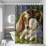 Duschvorhang Braun Schaf Grün Shower Curtains Polyester Badevorhang Wasserdicht Duschvorhang...