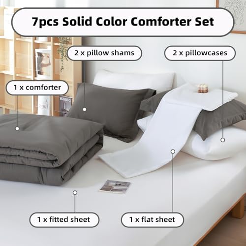 Image of weigelia Queen Comforter Set with Sheets - 7 Pieces Bed in a Bag Queen