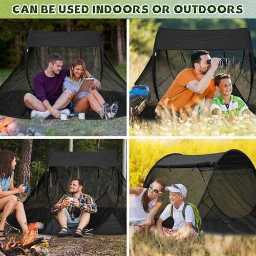 Image of Pop up Mosquito Tent for Camping, 86.6 x 59 x 45.3 Inch Bug Net Tent with Instant Automatic Setup, Lightweight Portable Screen Net Fits Most Camping Cot for Outdoor Hiking Travel(Black)