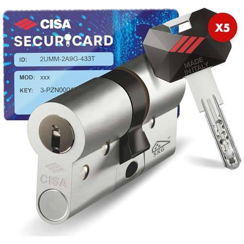 CISA - Cylindre européen de sécurité RS5 10R3M11701200C5 - Cylindre avec 5 rangées de broches radiales - 5 clés à double numérique protégées - Taille...