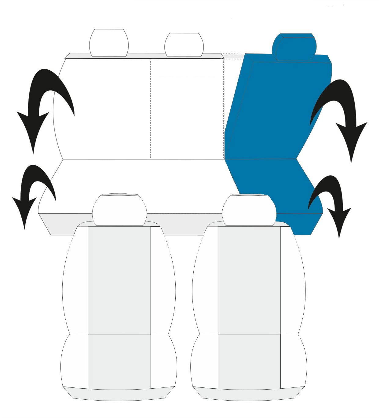 Auto Accessori Lupex Copri-sedili Auto Compatibili Idea | Made In Italy | Set Coprisedili Anteriori e Posteriori | Logo Ricamato | Airbag Compatibile | Interni (Grigio Scuro)