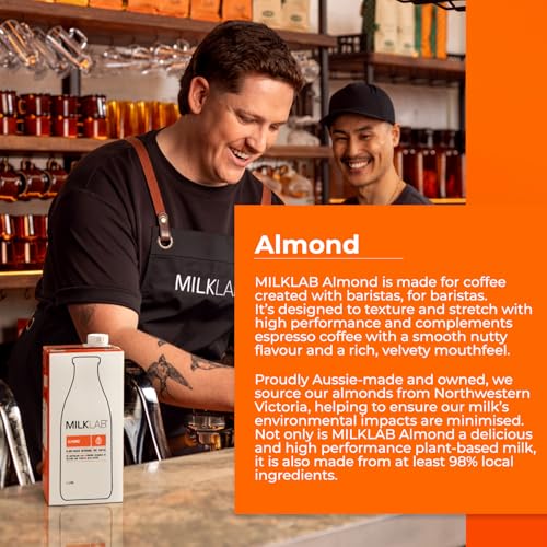 Image of MILKLAB Almond Barista Milk 1L | Made with 100% Aussie Almonds | Plant-Based Milk for Coffee | Smooth, Nutty & Velvety | Dairy-Free, Low Sugar, Gluten-Free | Cafe-Style Almond Milk for Home Baristas