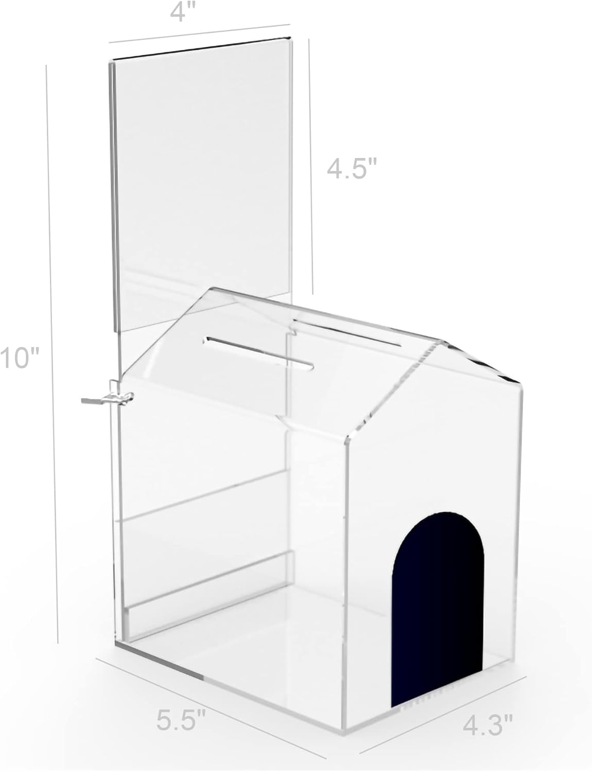 FixtureDisplays® 1PK Acrylic "Small-House" Shaped Donation Box 5" W x 10" H x 6" D with A Small Pad-Lock 14706G-1PK-NF