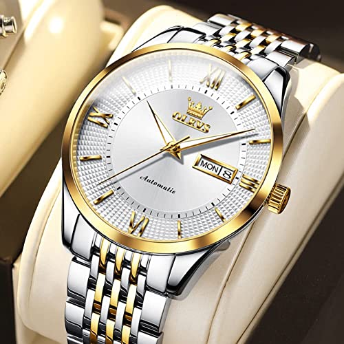 Image of OLEVS Automatic Mens Watches Self Winding Mechanical Business Luxury Dress Wrist Watch Stainless Steel Waterproof Luminous Day Date