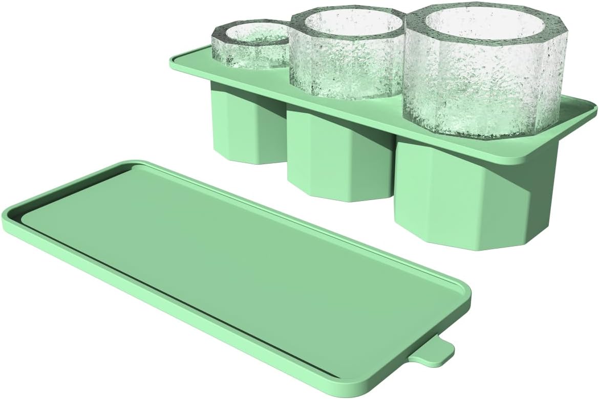 Ice Cube Tray for Tumbler, 3 Pcs Silicone Hollow Cylinder Ice Mold with Lid