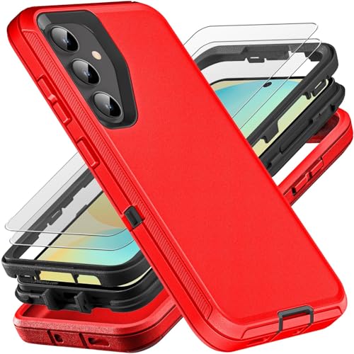 Coque Samsung S24 FE militaire rouge et noir haute protection antichoc