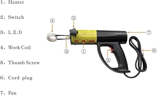 Miniatura 8 de Kit de calentador de inducción magnética de mano, herramienta de descarga de calor sin llama con 8 bobinas para automóviles (enchufe de EE. UU. 110