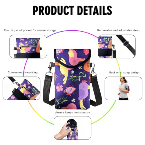 Image of Neoprene Phone Sleeve Pouch Case Bag for Men Women w /Crossbody Strap /Neck Lanyard for iPhone 17 /16 /15 /14 Pro Max, Samsung S25,Pixel 10
