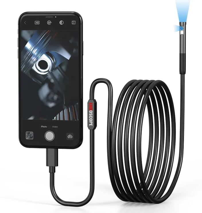 5m Endoscope Video Inspection Camera, 3 in 1 USB 720P Waterproof Borescop Multifunction Camera with 6 Adjustable LED for Pipe Car, Tube Sink Drain Pipe Inspection (5m Endoscop)-image-18