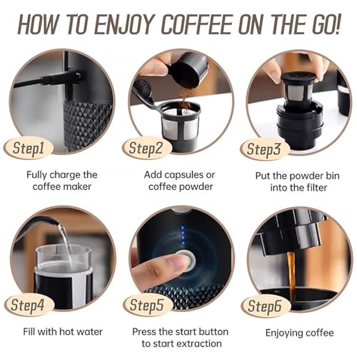 Cafetera portátil de espresso con batería recargable 170 ml miniatura 7