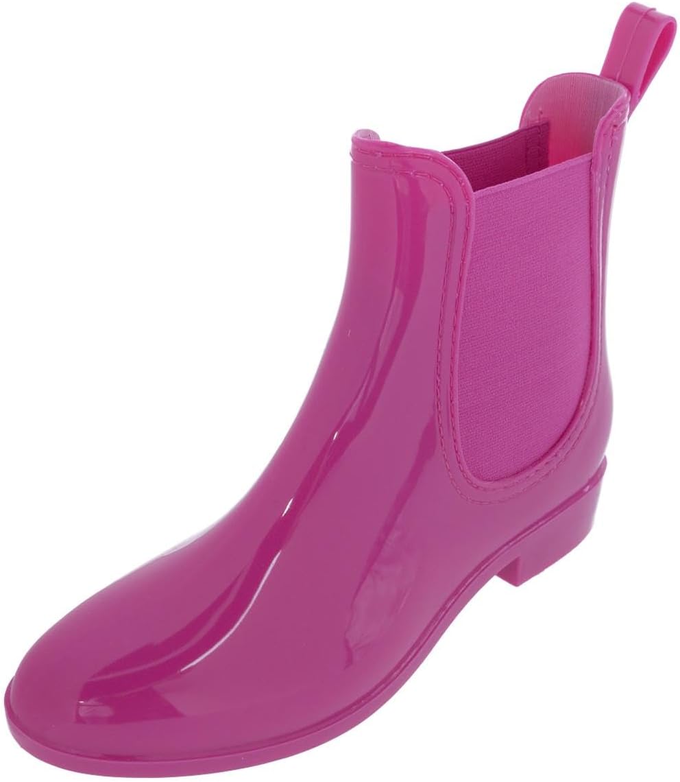 CTM Women's Solid Color Waterproof Ankle Rain Boots