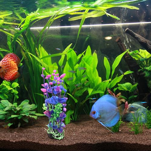 Image of Aquarium Decoration,Plastic Plant Decoration for Aquarium Landscaping, 8.3Inch(Purple Green)
