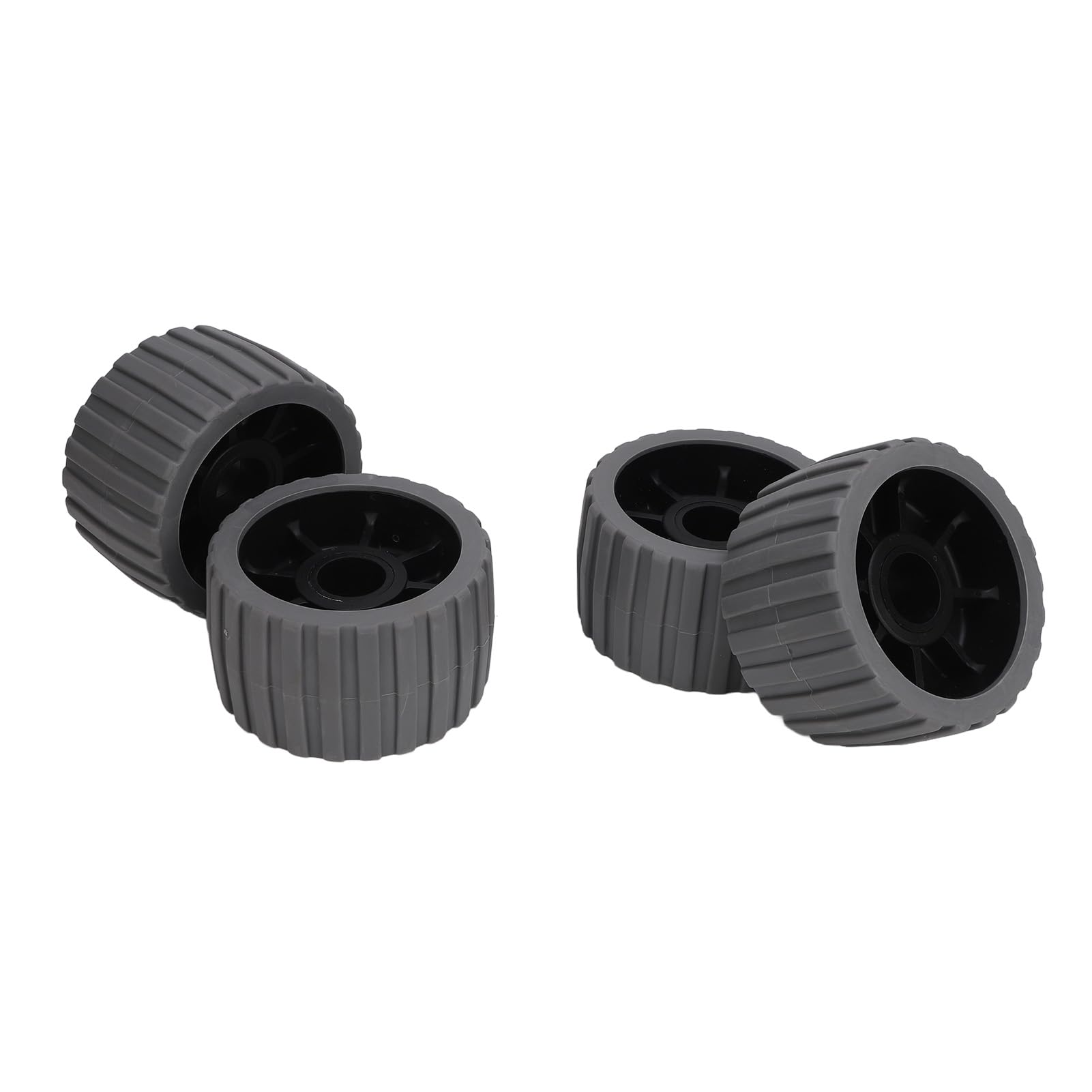 Żebrowany, Odporny na Wysokie Temperatury Wałek Uchylny z Tworzywa Sztucznego do Przyczep do łodzi 125 Mm X 73 Mm X 30 do zastosowań Morskich, Jachtów, 4 szt. (Szary)