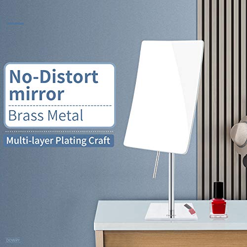 Dowry 5X Tabletop Magnifying Makeup Mirror Adjustable Rectangular Vanity Mirror For Bedroom 304 Stainless Steel Polished Chrome #TOP3