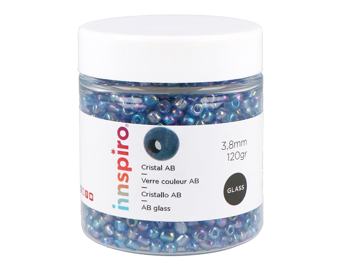 INNSPIRO Round Glass Rock Aurora boreale Blue Cyan 3.8mm 6/0 120g