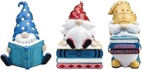 KIDDCW Reading Gnomes Figurines Set of 3 - Handmade Resin Sculptures for Bookshelf, Tabletop & Home Decor